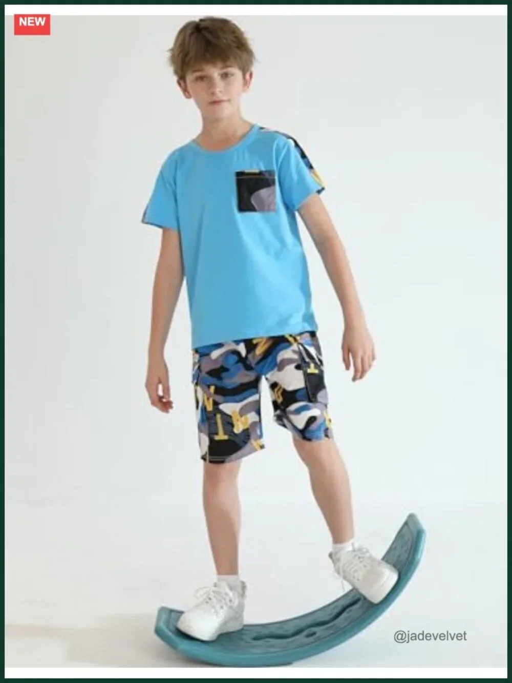 Boys Summer Outfit Set 2 Piece T Shirt and Camo Shorts